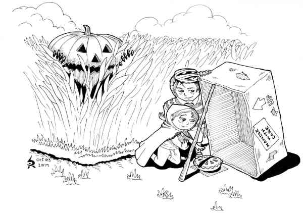 kids leaving bait for great pumpkin