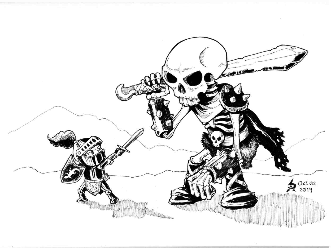 mindless knight faces giank skeleton warrior