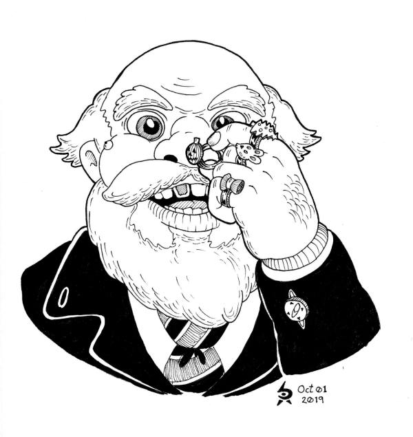 man looking at halloween ring