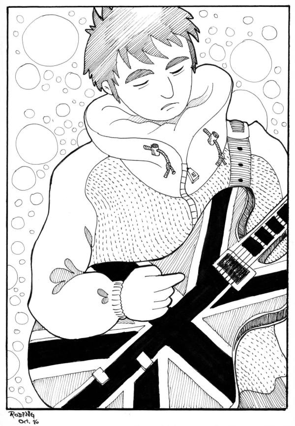 noel gallagher playing guitar