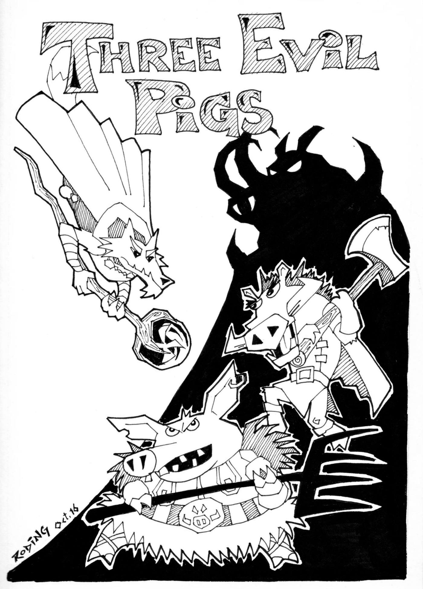 three evil pigs comic