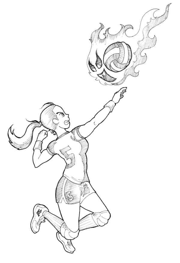 volleyball girl counter shot fireball