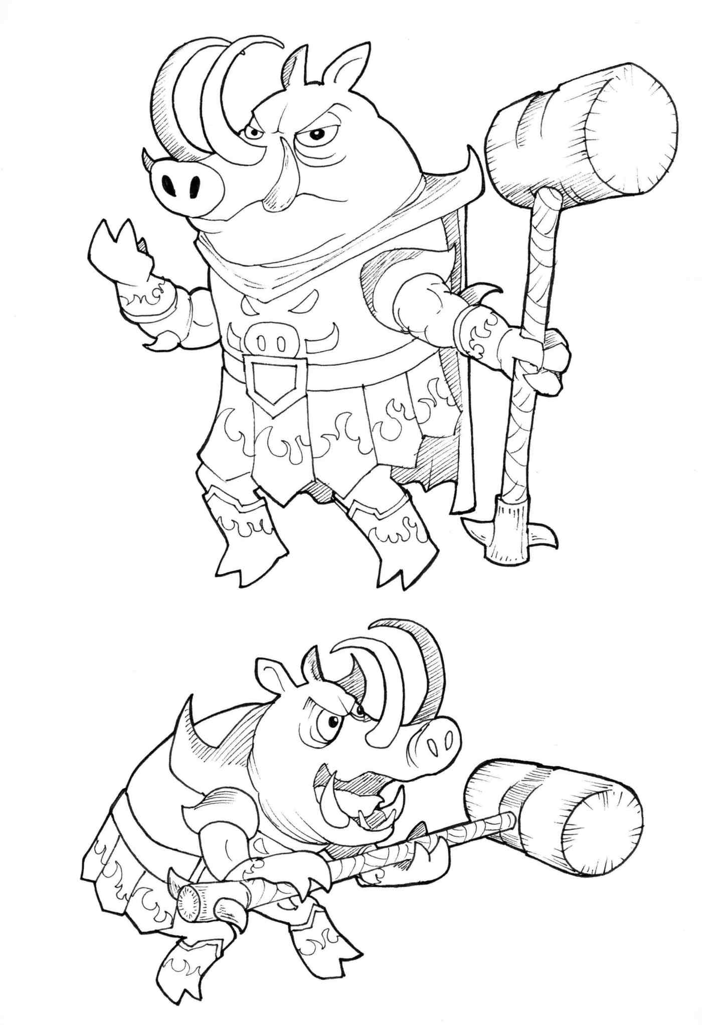 babirusa pig character design villain