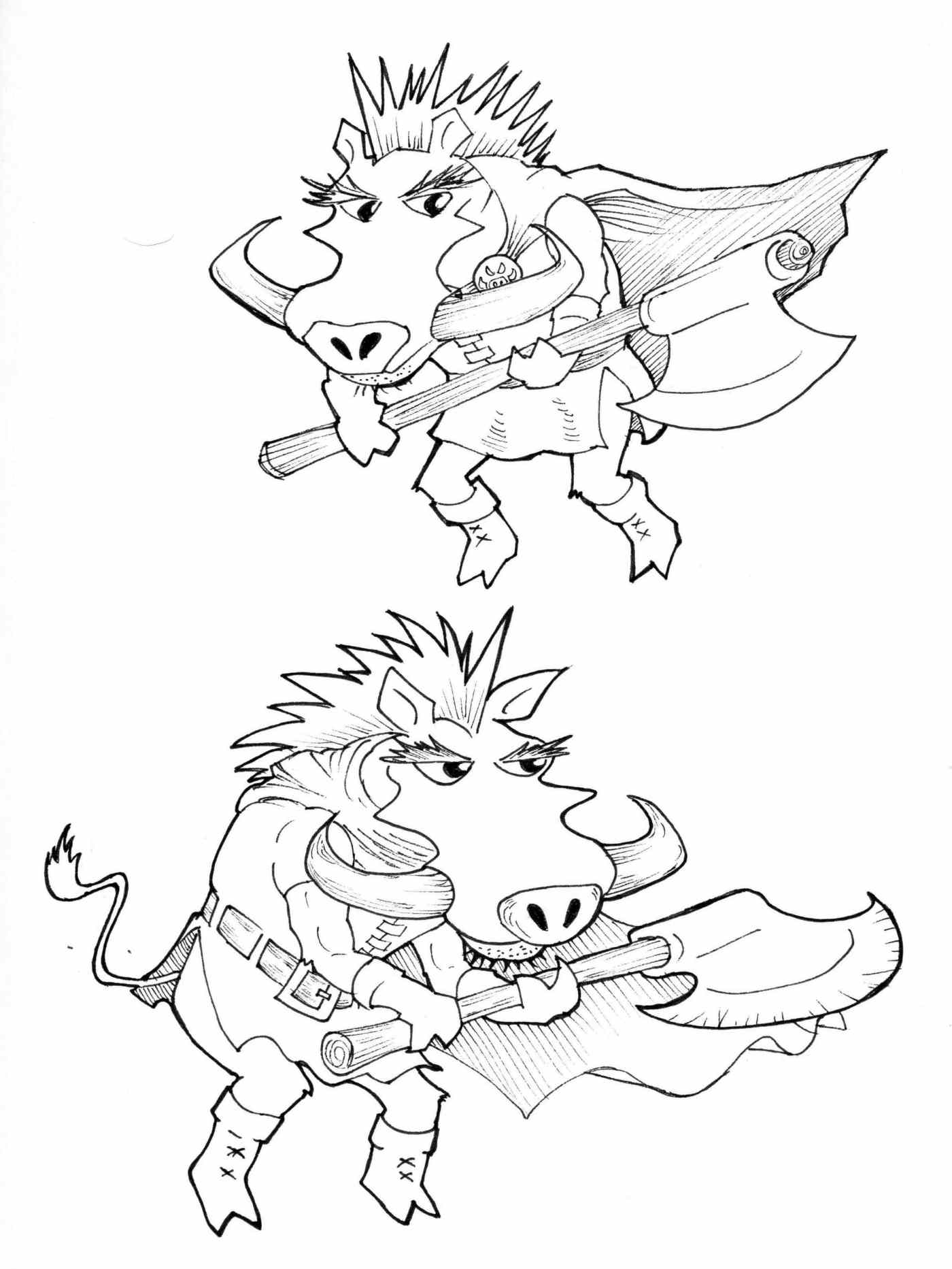 warty boar character design