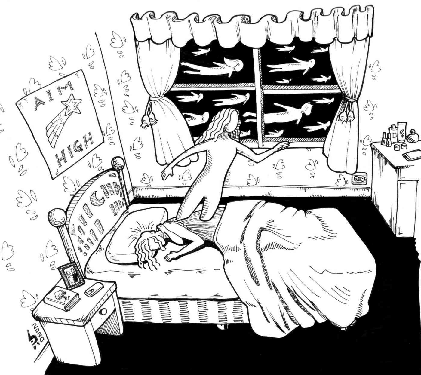 Woman soul going out for a flight