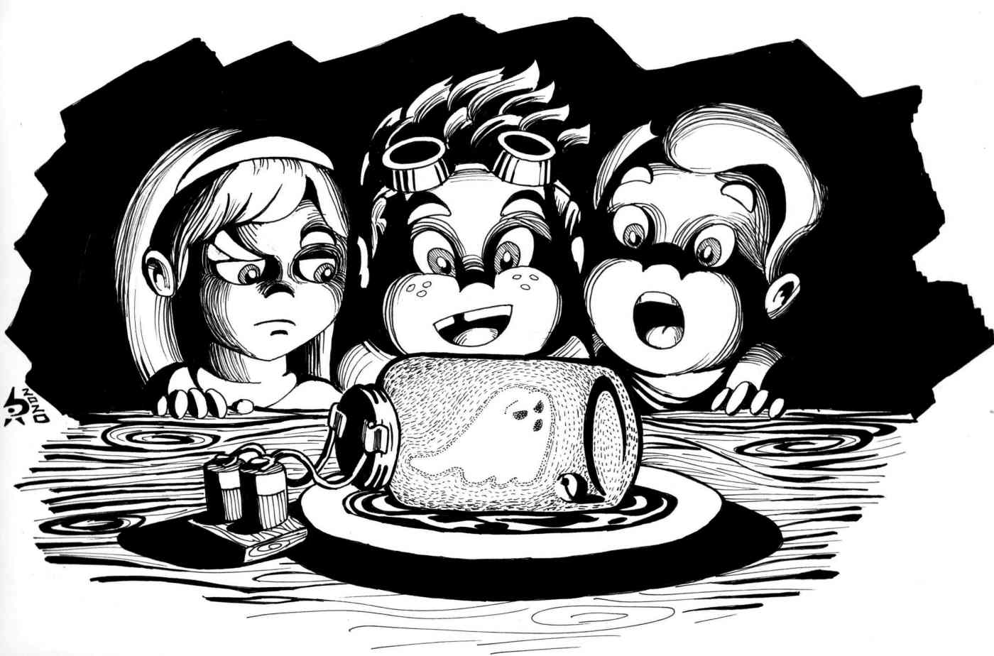 Kids with trapped ghost